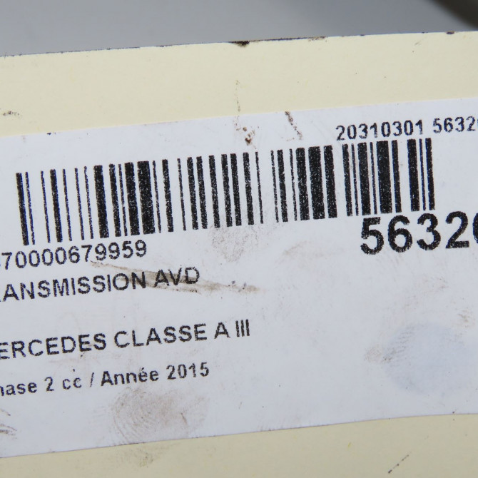 Transmission avant droite occasion MERCEDES CLASSE A III phase 2 06-2015->... A160 1.5 D 90ch 2463307700 5