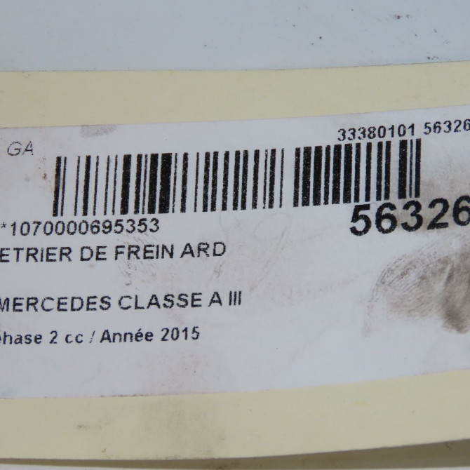 Etrier de frein arrière droit occasion MERCEDES CLASSE A III phase 2 06-2015->... A160 1.5 D 90ch 4232481 8