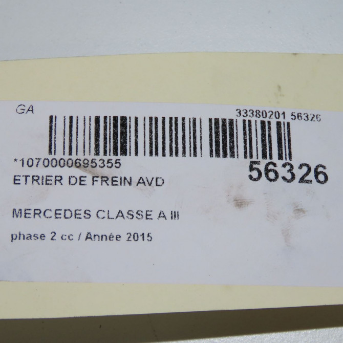 Etrier de frein avant droit occasion MERCEDES CLASSE A III phase 2 06-2015->... A160 1.5 D 90ch 4217481 5