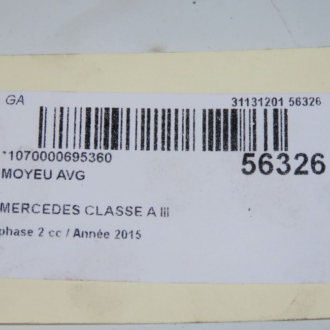 Moyeu avg occasion MERCEDES CLASSE A III phase 2 06-2015->... A160 1.5 D 90ch 2463370145 6
