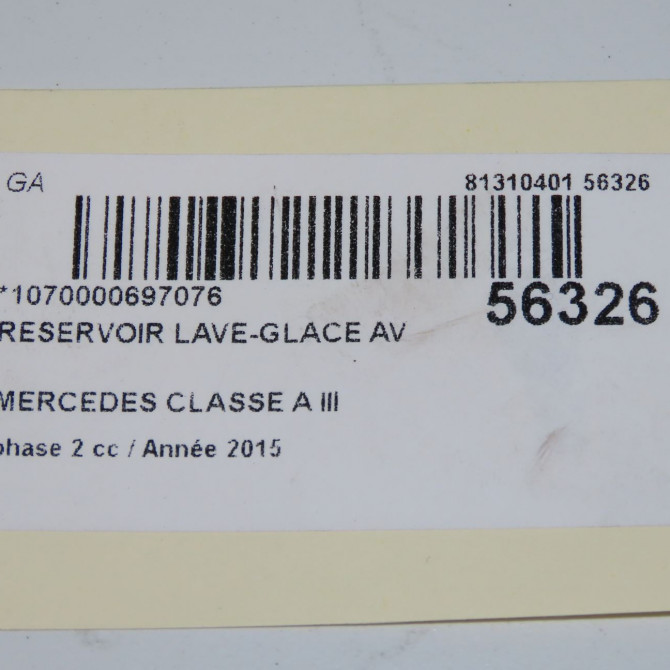 Reservoir lave-glace avant occasion MERCEDES CLASSE A III phase 2 06-2015->... A160 1.5 D 90ch 2468690220 7