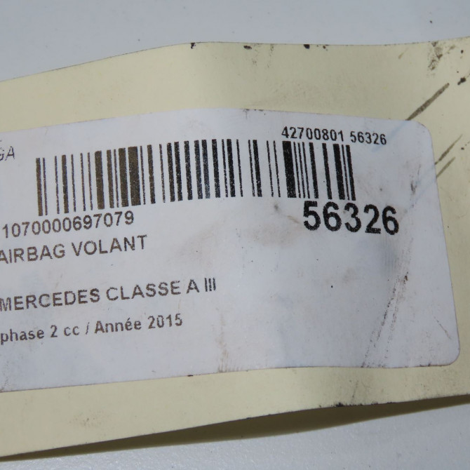 Airbag volant occasion MERCEDES CLASSE A III phase 2 06-2015->... A160 1.5 D 90ch 86008009116 6