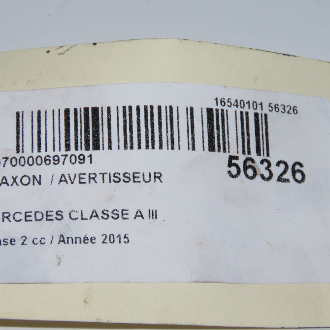 Klaxon  / avertisseur occasion MERCEDES CLASSE A III phase 2 06-2015->... A160 1.5 D 90ch 5403103 7