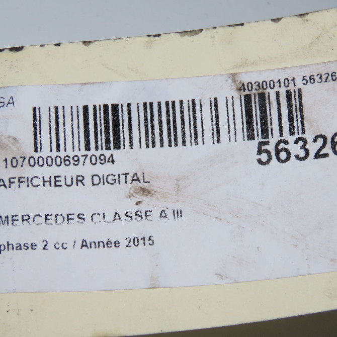 Afficheur digital occasion MERCEDES CLASSE A III phase 2 06-2015->... A160 1.5 D 90ch 1669007814 7
