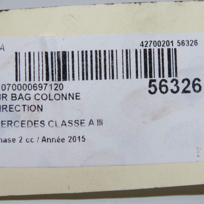 Air bag colonne direction occasion MERCEDES CLASSE A III phase 2 06-2015->... A160 1.5 D 90ch 17686000009H68 5
