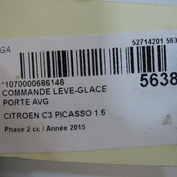 Commande lève-glace porte avant gauche occasion CITROEN C3 PICASSO Phase 2 09-2012->... 1.6 HDI 90ch 6490P7 6