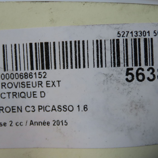 Retroviseur exterieur electrique droit occasion CITROEN C3 PICASSO Phase 2 09-2012->... 1.6 HDI 90ch 1612067680 7