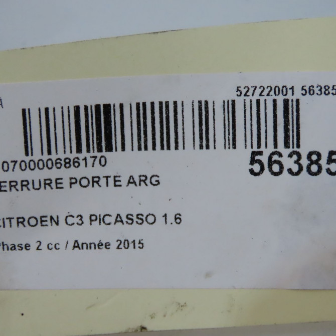 Serrure porte arg occasion CITROEN C3 PICASSO Phase 2 09-2012->... 1.6 HDI 90ch 9137Q6 7