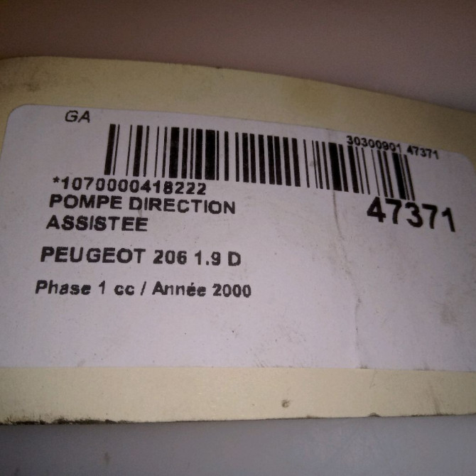 Pompe direction assistee occasion PEUGEOT 206 Phase 1 09-1998->03-2009 1.9 D 4007LL 6
