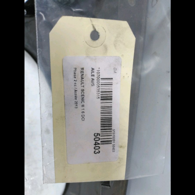Aile avant gauche occasion RENAULT SCENIC III Phase 2 12-2011->03-2013 1.6 DCI 130ch 631018882R 3