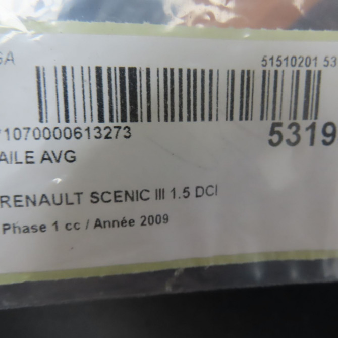 Aile avant gauche occasion RENAULT SCENIC III Phase 1 04-2009->11-2011 1.5 DCI 105ch 631018882R 6