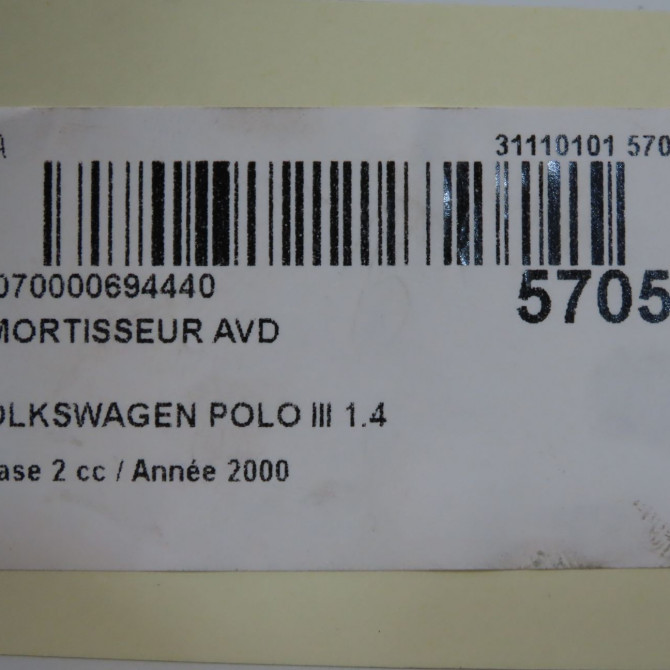 Amortisseur avant droit occasion VOLKSWAGEN POLO III Phase 2 11-1999->12-2001 1.4 6N0413031K 7