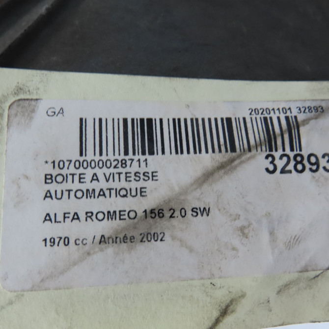 Boîte à vitesse automatique occasion ALFA ROMEO 156 Phase 3 07-2003->12-2005 2.0 JTS 55190960 6