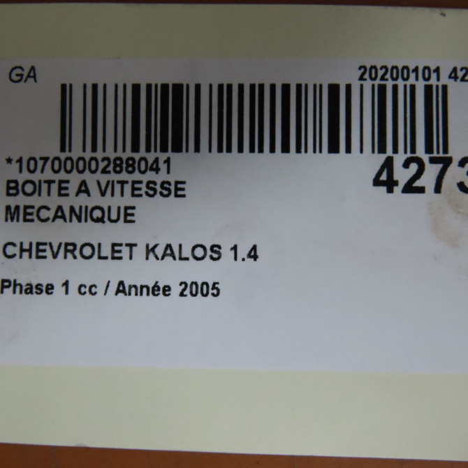 Boîte à vitesse mecanique occasion CHEVROLET KALOS Phase 1 03-2005->05-2008 1.4 85ch 96813261 7