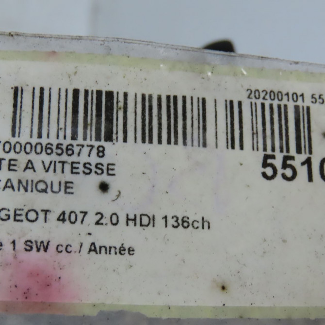 Boîte à vitesse mecanique occasion PEUGEOT 407 phase 1 SW 07-2004->07-2008 2.0 HDI 136ch 1637303380 7