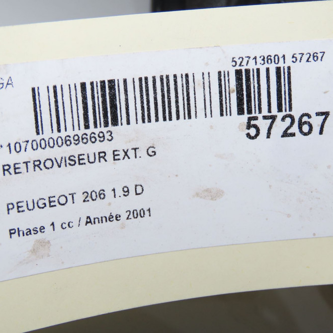 Retroviseur exterieur gauche occasion PEUGEOT 206 Phase 1 09-1998->03-2009 1.9 D 1608264280 5