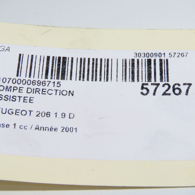Pompe direction assistee occasion PEUGEOT 206 Phase 1 09-1998->03-2009 1.9 D 4007LL 7