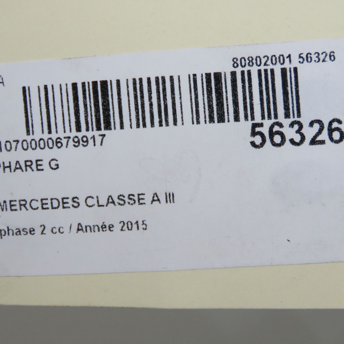 Phare gauche occasion MERCEDES CLASSE A III phase 2 06-2015->... A160 1.5 D 90ch 1768200361 5