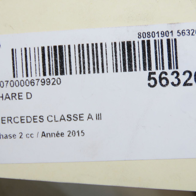 Phare droit occasion MERCEDES CLASSE A III phase 2 06-2015->... A160 1.5 D 90ch 1768200461 5