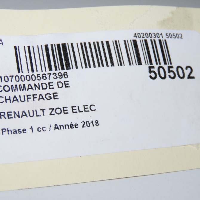 Commande de chauffage occasion RENAULT ZOE Phase 1 10-2012->... ELEC 275107386R 5