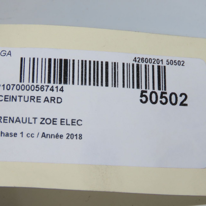 Ceinture arrière droite occasion RENAULT ZOE Phase 1 10-2012->... ELEC 888402158R 6