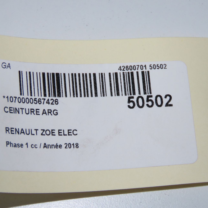 Ceinture arrière gauche occasion RENAULT ZOE Phase 1 10-2012->... ELEC 888413450R 6