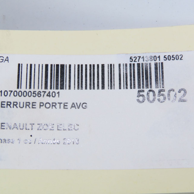 Serrure porte avg occasion RENAULT ZOE Phase 1 10-2012->... ELEC 805031107R 6