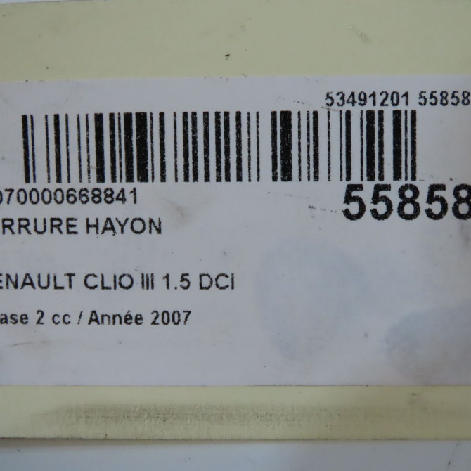 Serrure hayon occasion RENAULT CLIO III Phase 2 03-2009->12-2014 1.5 DCI 70ch 8200947699 5