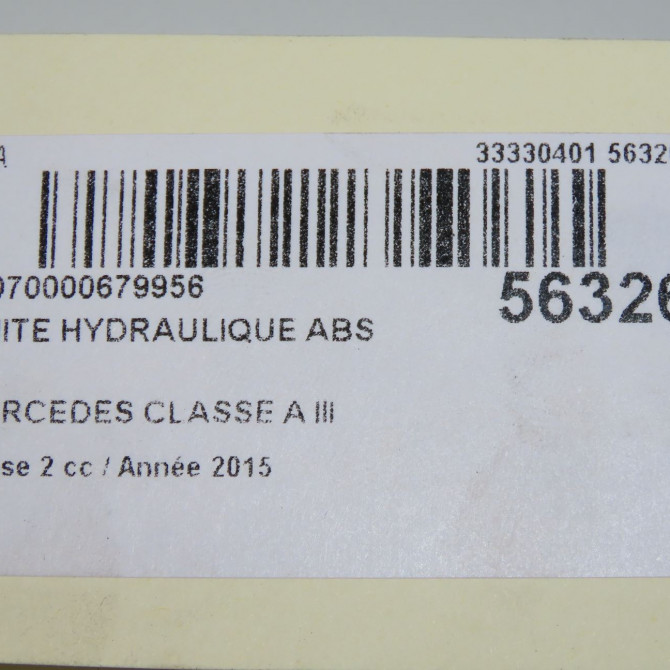 Unité hydraulique ABS occasion MERCEDES CLASSE A III phase 2 06-2015->... A160 1.5 D 90ch 4313800 8