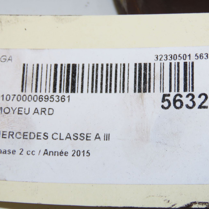 Moyeu ard occasion MERCEDES CLASSE A III phase 2 06-2015->... A160 1.5 D 90ch 2463340006 5