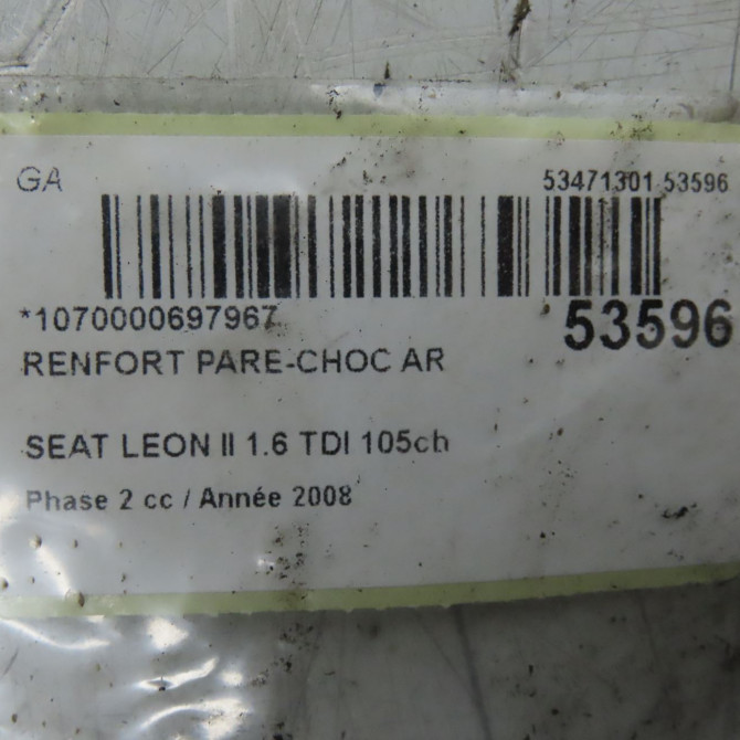 Renfort pare-choc arrière occasion SEAT LEON II Phase 2 05-2009->09-2012 1.6 TDI 105ch 5P0807305A 4