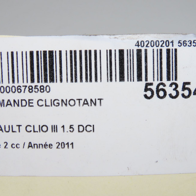 Commande clignotant occasion RENAULT CLIO III Phase 2 03-2009->12-2014 1.5 DCI 85ch 255405605R 6