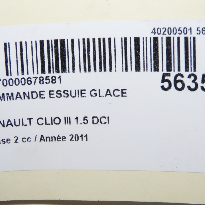 Commande essuie glace occasion RENAULT CLIO III Phase 2 03-2009->12-2014 1.5 DCI 85ch 8201590631 6