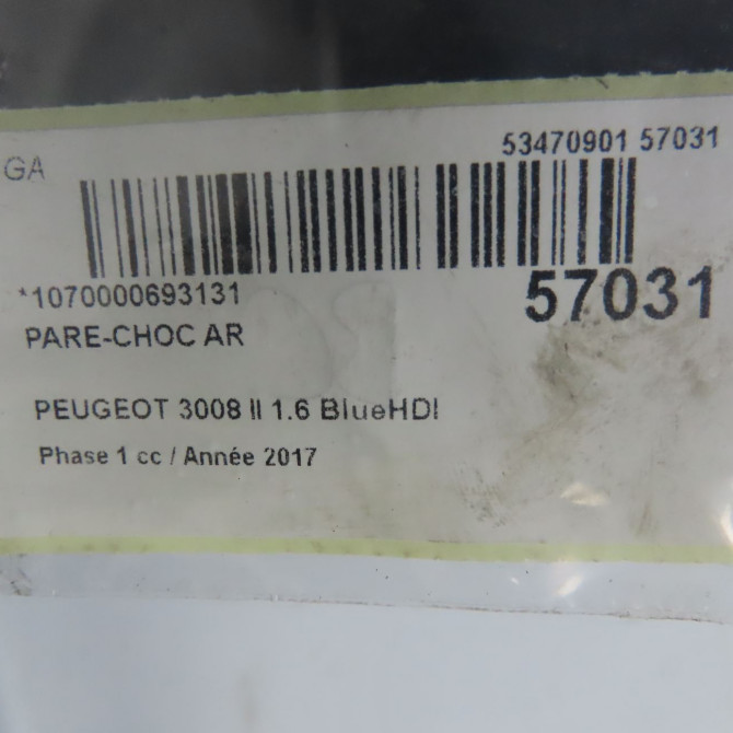 Pare-choc arrière occasion PEUGEOT 3008 II Phase 1 04-1995->04-1999 1.6 BlueHDI 120ch 1687244280 7