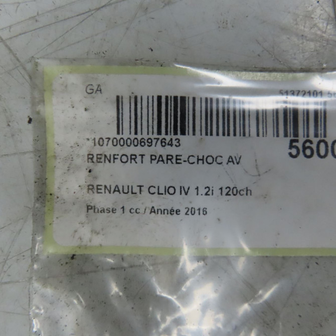 Renfort pare-choc avant occasion RENAULT CLIO IV Phase 1 07-2012->... 1.2i 120ch 752107246R 4
