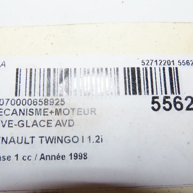 Mecanisme + moteur lève-glace avant droit occasion RENAULT TWINGO I Phase 1 04-1993->08-1998 1.2i 60ch 8200051780 6