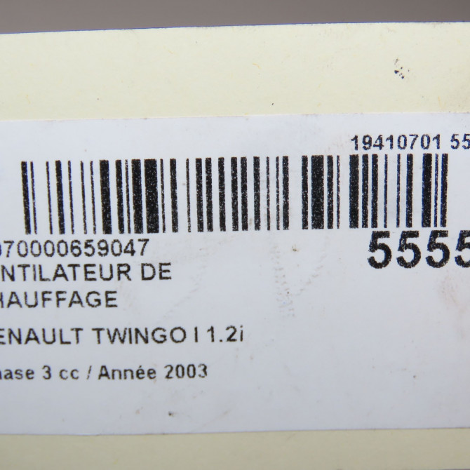 Ventilateur de chauffage occasion RENAULT TWINGO I Phase 3 08-2000->06-2007 1.2i 7701046084 7