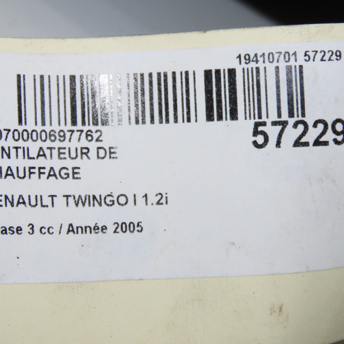 Ventilateur de chauffage occasion RENAULT TWINGO I Phase 3 08-2000->06-2007 1.2i 5