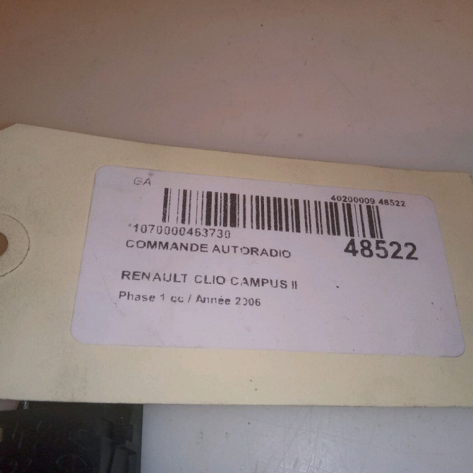Commande autoradio occasion RENAULT CLIO CAMPUS II Phase 1 07-2006->07-2009 1.5 DCI 70ch 6