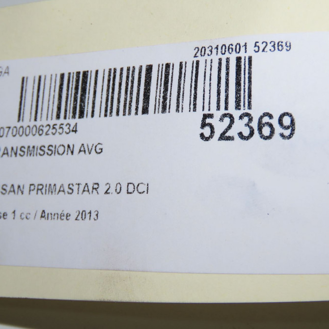 Transmission avant gauche occasion NISSAN PRIMASTAR phase 1 08-2006->... 2.0 DCI 115ch 3910100Q5H 6