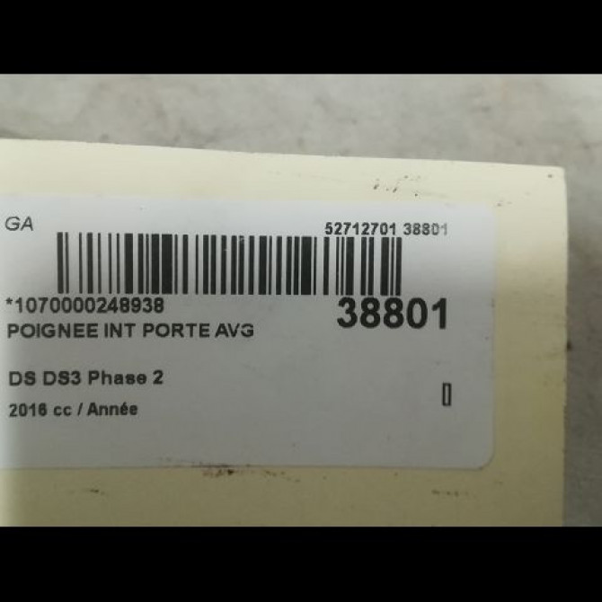 Poignee int porte avg occasion DS DS3 Phase 2 06-2014->... 9143T1 3