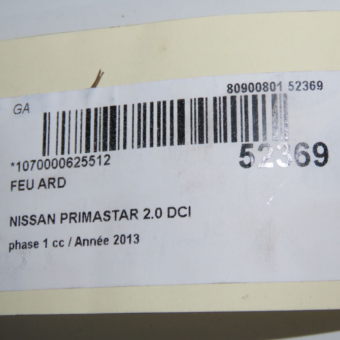 Feu arrière droit occasion NISSAN PRIMASTAR phase 1 08-2006->... 2.0 DCI 115ch 2655000Q0A 6