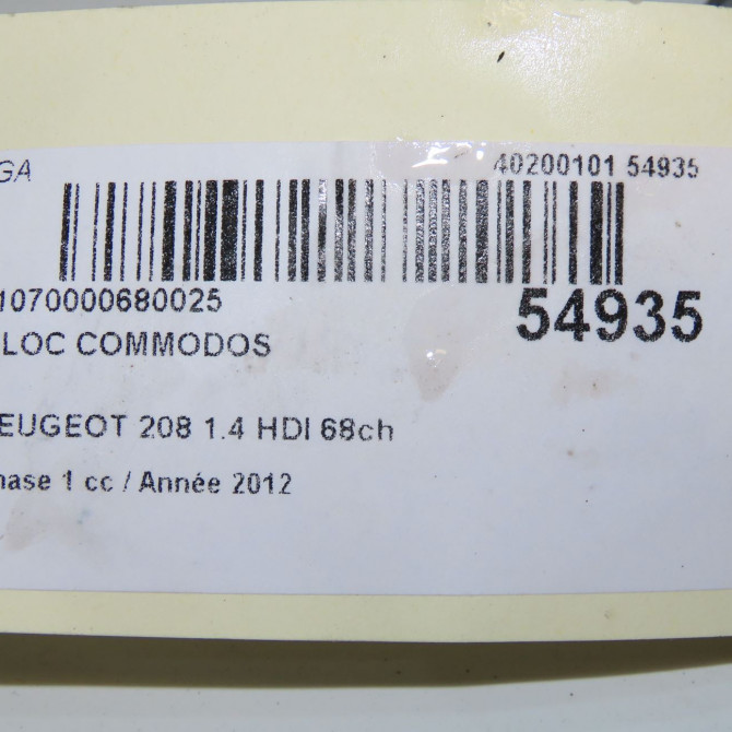 Bloc commodos occasion PEUGEOT 208 208 Phase 1 2012-03-01->2015-09-30 1.4 HDI 68ch 98081767ZD 6