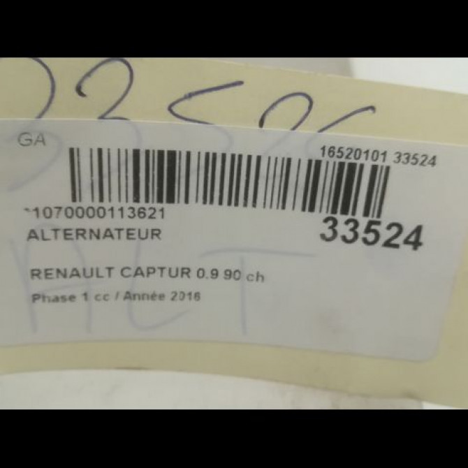 Alternateur occasion RENAULT CAPTUR Phase 1 02-2013->... 0.9 90 ch 231002854R 4