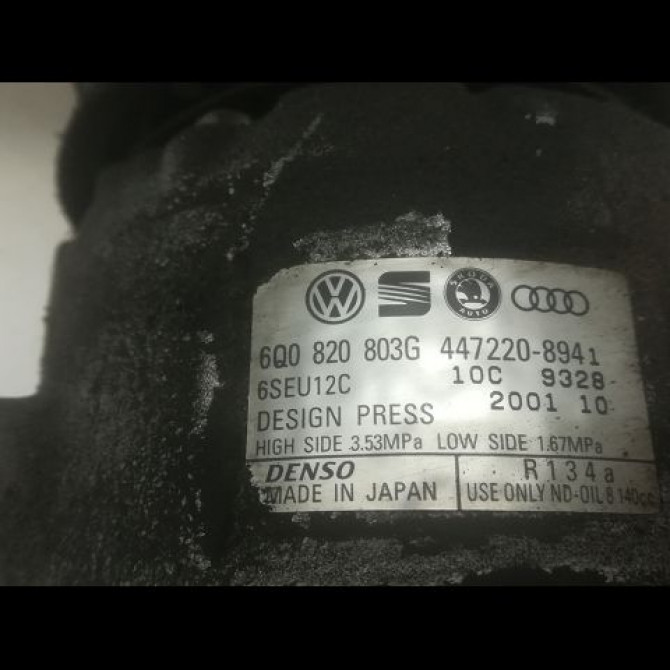 Compresseur air conditionne occasion VOLKSWAGEN POLO IV Phase 1 01-2002->05-2005 1.2 65ch 6R0820803F 4