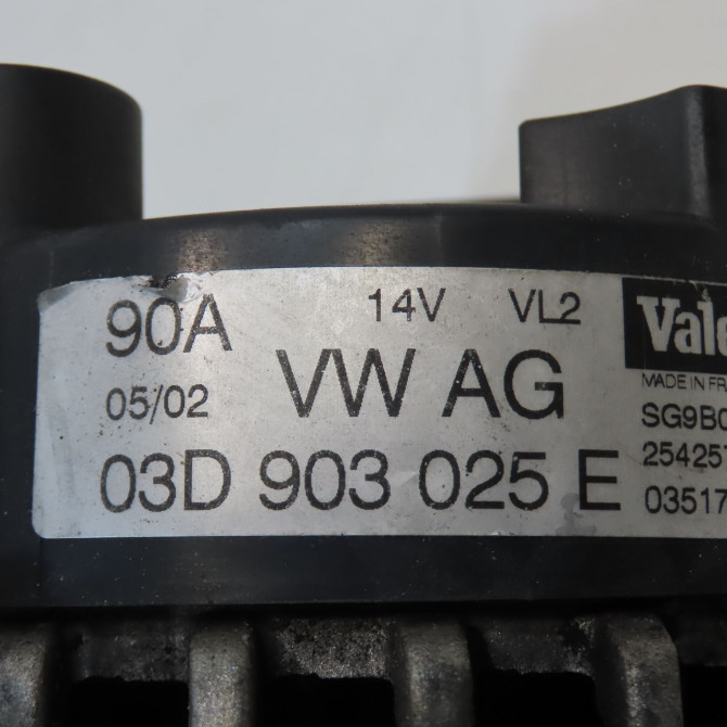 Alternateur occasion VOLKSWAGEN POLO V POLO V Phase 1 2009-09-01->2014-05-31 1.2 70ch 3D903025J 6