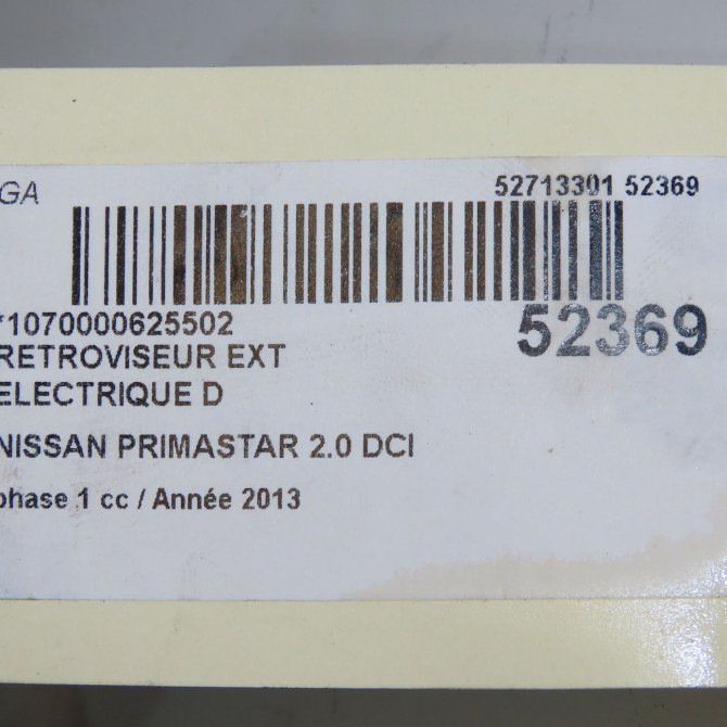 Retroviseur exterieur electrique droit occasion NISSAN PRIMASTAR phase 1 08-2006->... 2.0 DCI 115ch 9630100Q0A 6