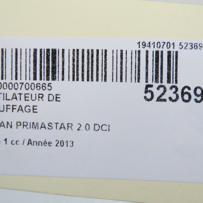 Ventilateur de chauffage occasion NISSAN PRIMASTAR phase 1 08-2006->... 2.0 DCI 115ch 6