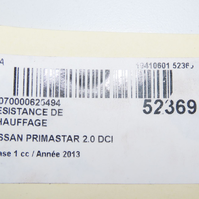 Resistance de chauffage occasion NISSAN PRIMASTAR phase 1 08-2006->... 2.0 DCI 115ch 6