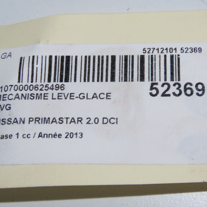 Mécanisme lève-glace avant gauche occasion NISSAN PRIMASTAR phase 1 08-2006->... 2.0 DCI 115ch 8070100QAL 6